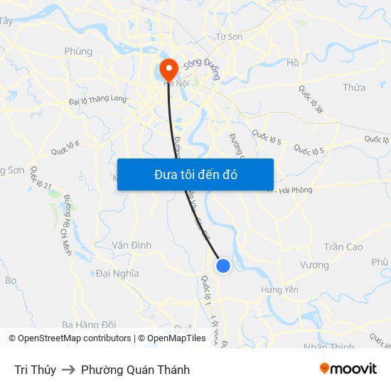 Tri Thủy to Phường Quán Thánh map