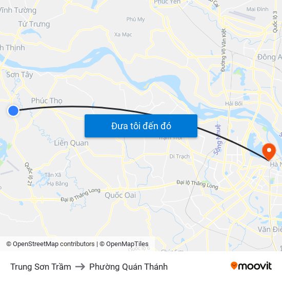 Trung Sơn Trầm to Phường Quán Thánh map