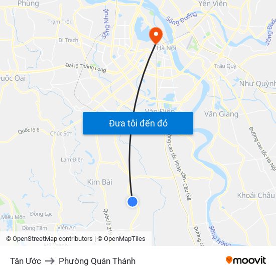 Tân Ước to Phường Quán Thánh map