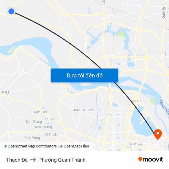 Thạch Đà to Phường Quán Thánh map