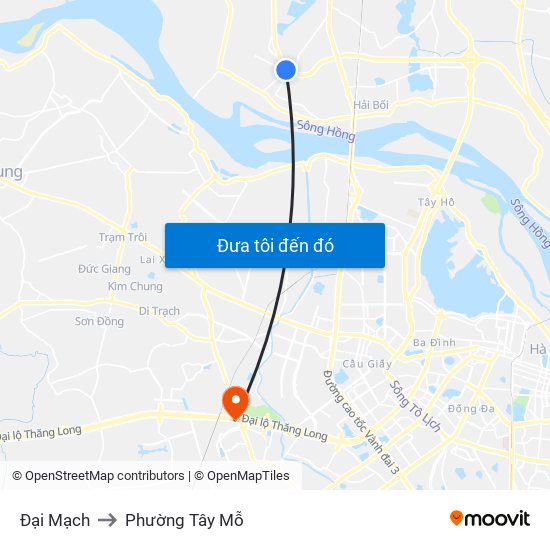 Đại Mạch to Phường Tây Mỗ map