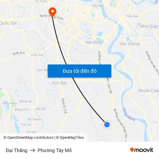 Đại Thắng to Phường Tây Mỗ map