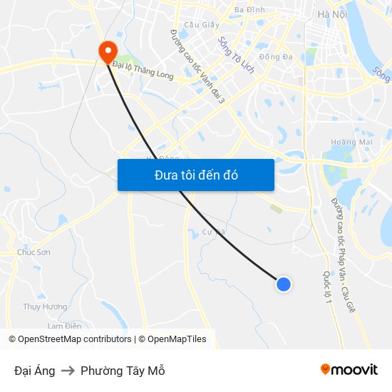 Đại Áng to Phường Tây Mỗ map