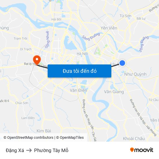 Đặng Xá to Phường Tây Mỗ map