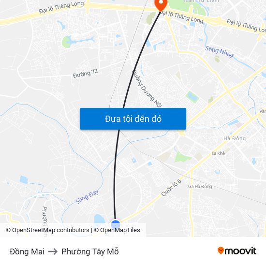 Đồng Mai to Phường Tây Mỗ map