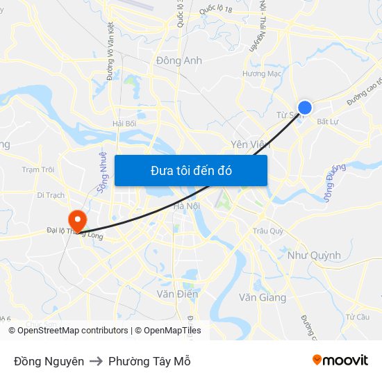 Đồng Nguyên to Phường Tây Mỗ map