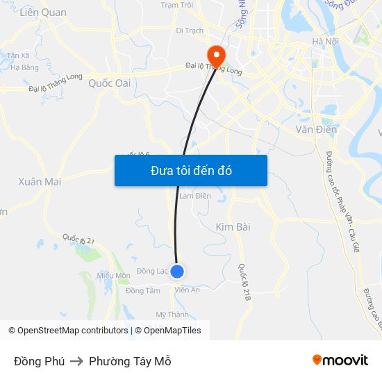 Đồng Phú to Phường Tây Mỗ map