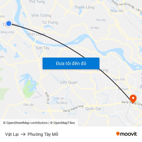 Vật Lại to Phường Tây Mỗ map