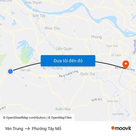 Yên Trung to Phường Tây Mỗ map