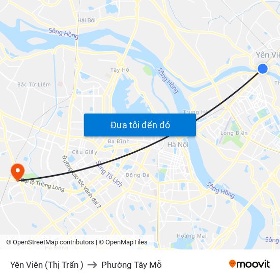 Yên Viên (Thị Trấn ) to Phường Tây Mỗ map