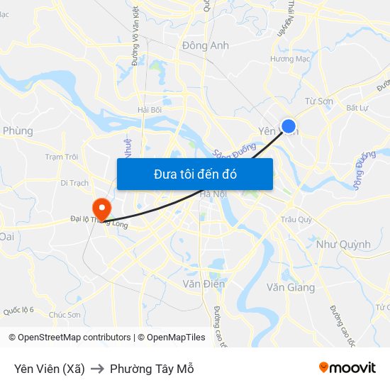 Yên Viên (Xã) to Phường Tây Mỗ map