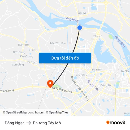 Đông Ngạc to Phường Tây Mỗ map