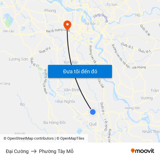 Đại Cường to Phường Tây Mỗ map