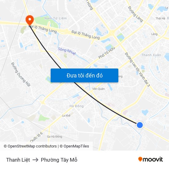 Thanh Liệt to Phường Tây Mỗ map