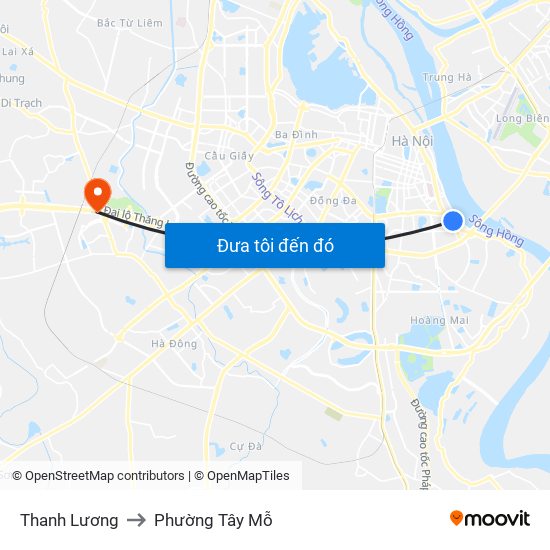 Thanh Lương to Phường Tây Mỗ map