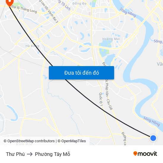 Thư Phú to Phường Tây Mỗ map