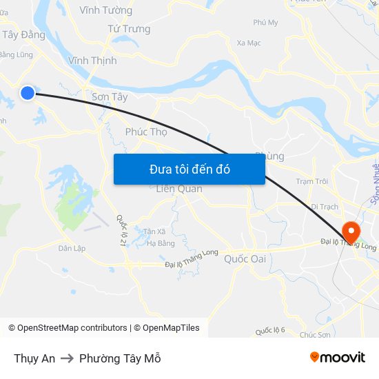 Thụy An to Phường Tây Mỗ map