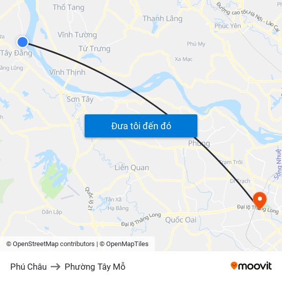 Phú Châu to Phường Tây Mỗ map