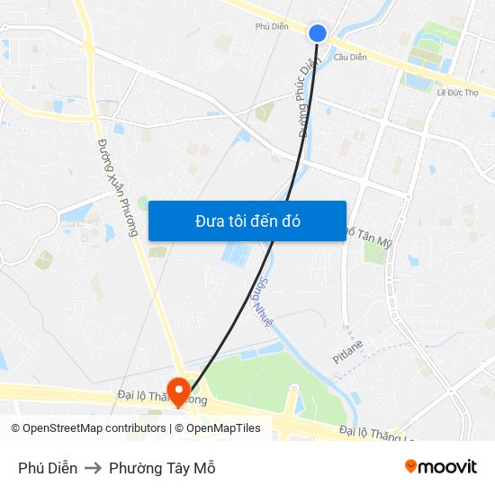 Phú Diễn to Phường Tây Mỗ map