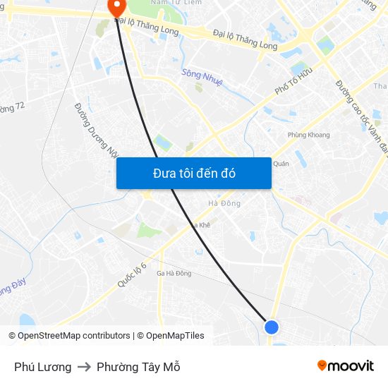 Phú Lương to Phường Tây Mỗ map