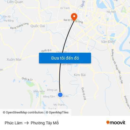 Phúc Lâm to Phường Tây Mỗ map