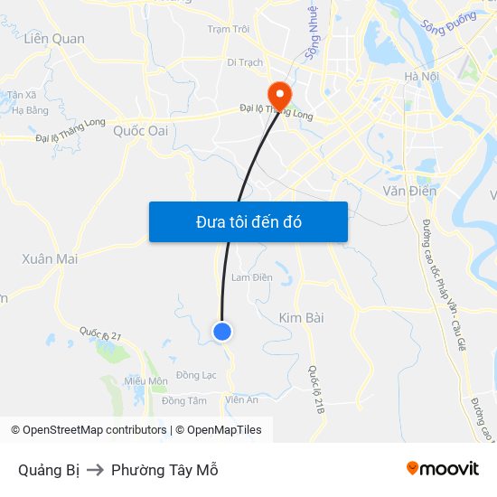 Quảng Bị to Phường Tây Mỗ map