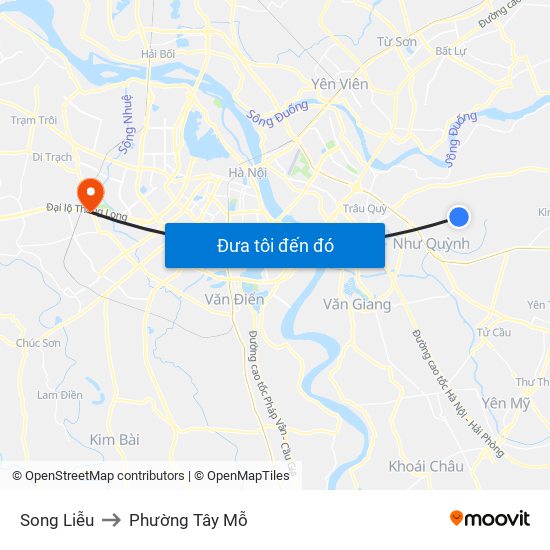 Song Liễu to Phường Tây Mỗ map