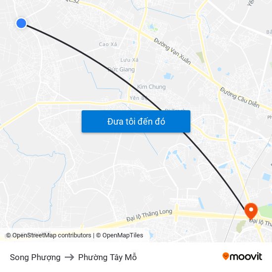 Song Phượng to Phường Tây Mỗ map