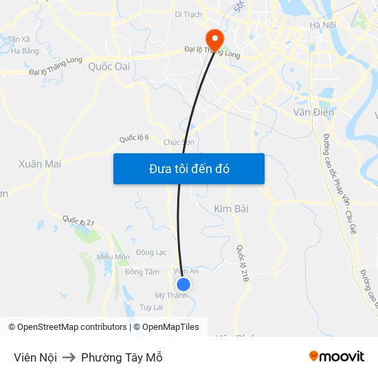 Viên Nội to Phường Tây Mỗ map