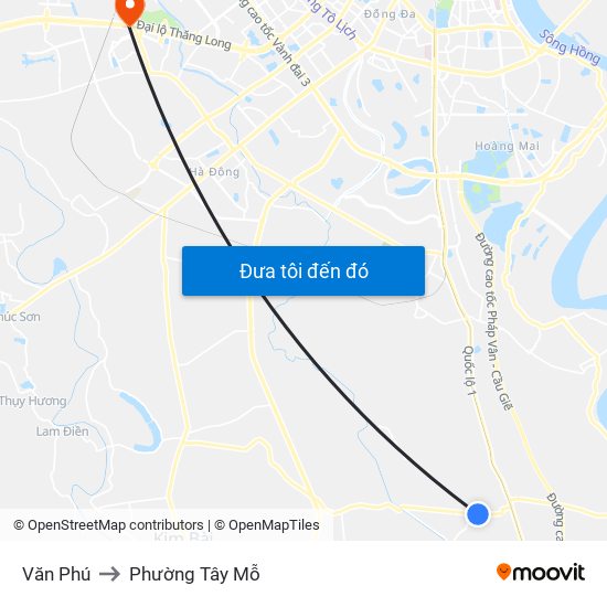 Văn Phú to Phường Tây Mỗ map