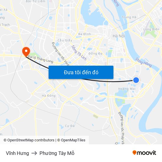 Vĩnh Hưng to Phường Tây Mỗ map