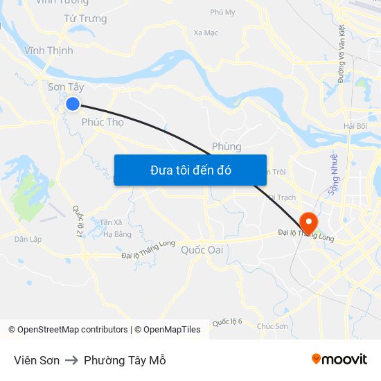 Viên Sơn to Phường Tây Mỗ map
