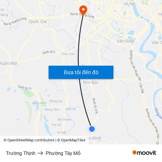 Trường Thịnh to Phường Tây Mỗ map