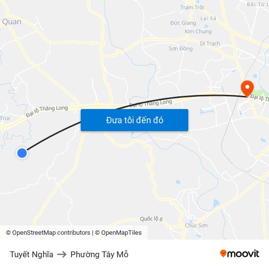 Tuyết Nghĩa to Phường Tây Mỗ map