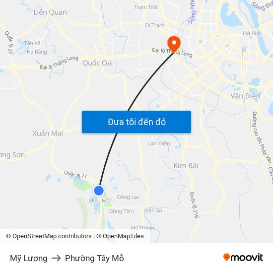 Mỹ Lương to Phường Tây Mỗ map