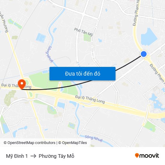 Mỹ Đình 1 to Phường Tây Mỗ map