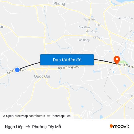 Ngọc Liệp to Phường Tây Mỗ map