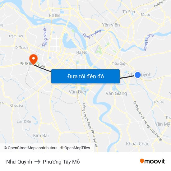 Như Quỳnh to Phường Tây Mỗ map