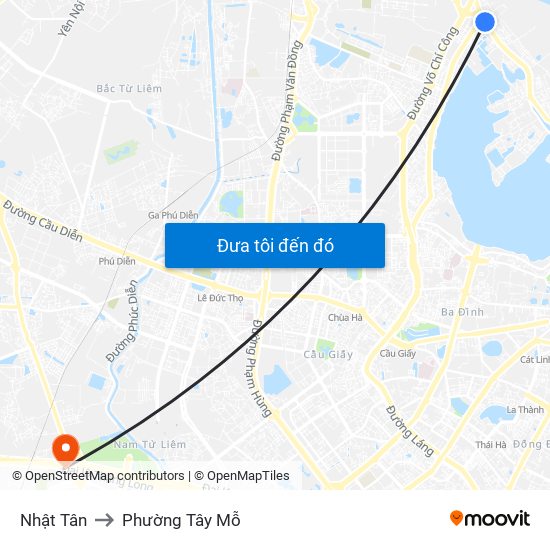 Nhật Tân to Phường Tây Mỗ map