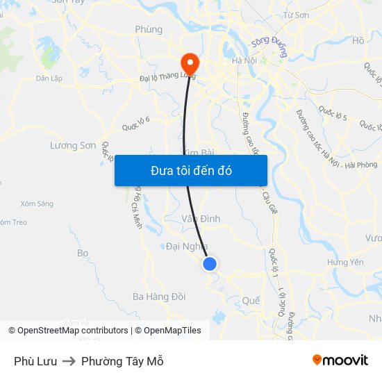 Phù Lưu to Phường Tây Mỗ map