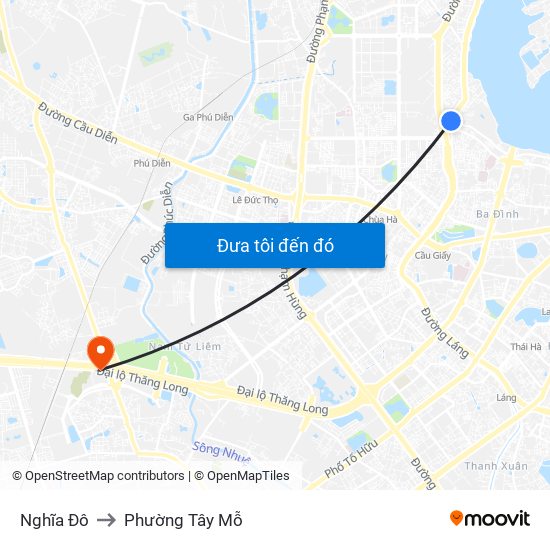 Nghĩa Đô to Phường Tây Mỗ map