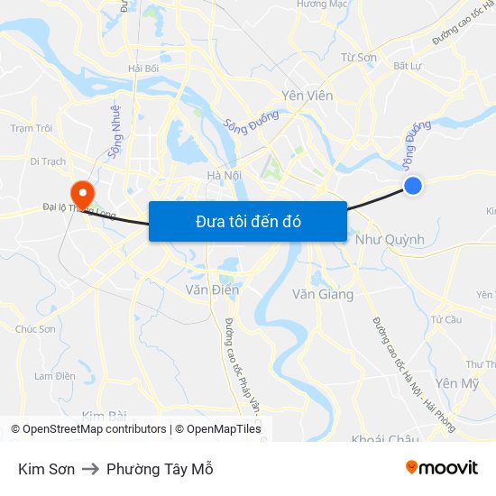 Kim Sơn to Phường Tây Mỗ map