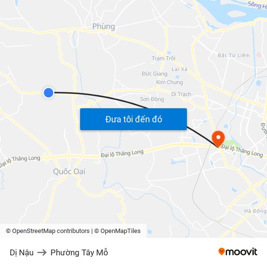 Dị Nậu to Phường Tây Mỗ map