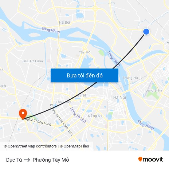 Dục Tú to Phường Tây Mỗ map