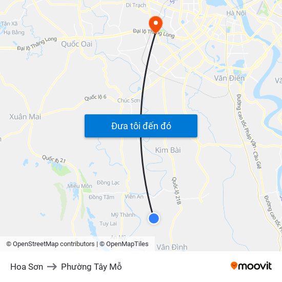 Hoa Sơn to Phường Tây Mỗ map