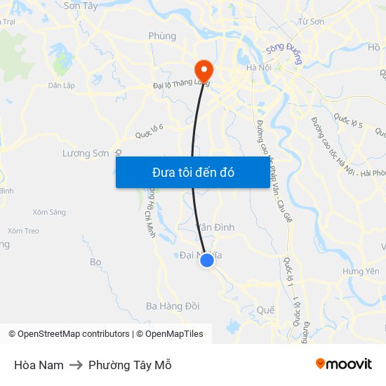 Hòa Nam to Phường Tây Mỗ map
