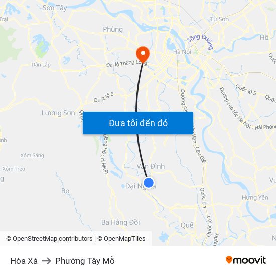 Hòa Xá to Phường Tây Mỗ map