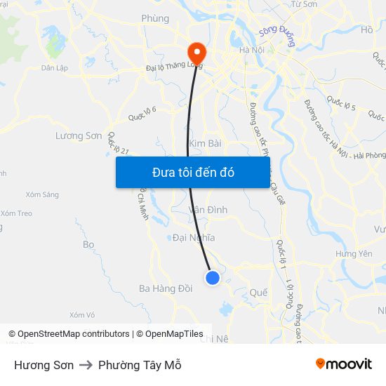 Hương Sơn to Phường Tây Mỗ map