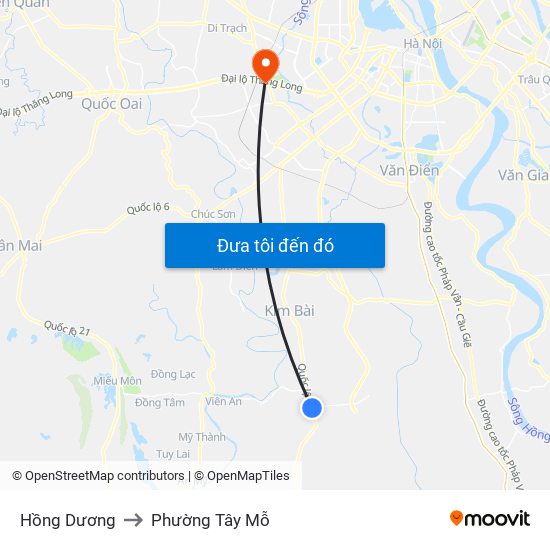 Hồng Dương to Phường Tây Mỗ map