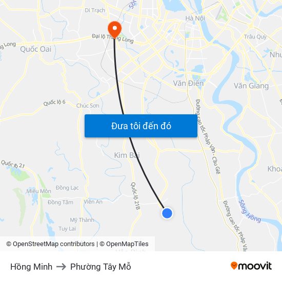 Hồng Minh to Phường Tây Mỗ map